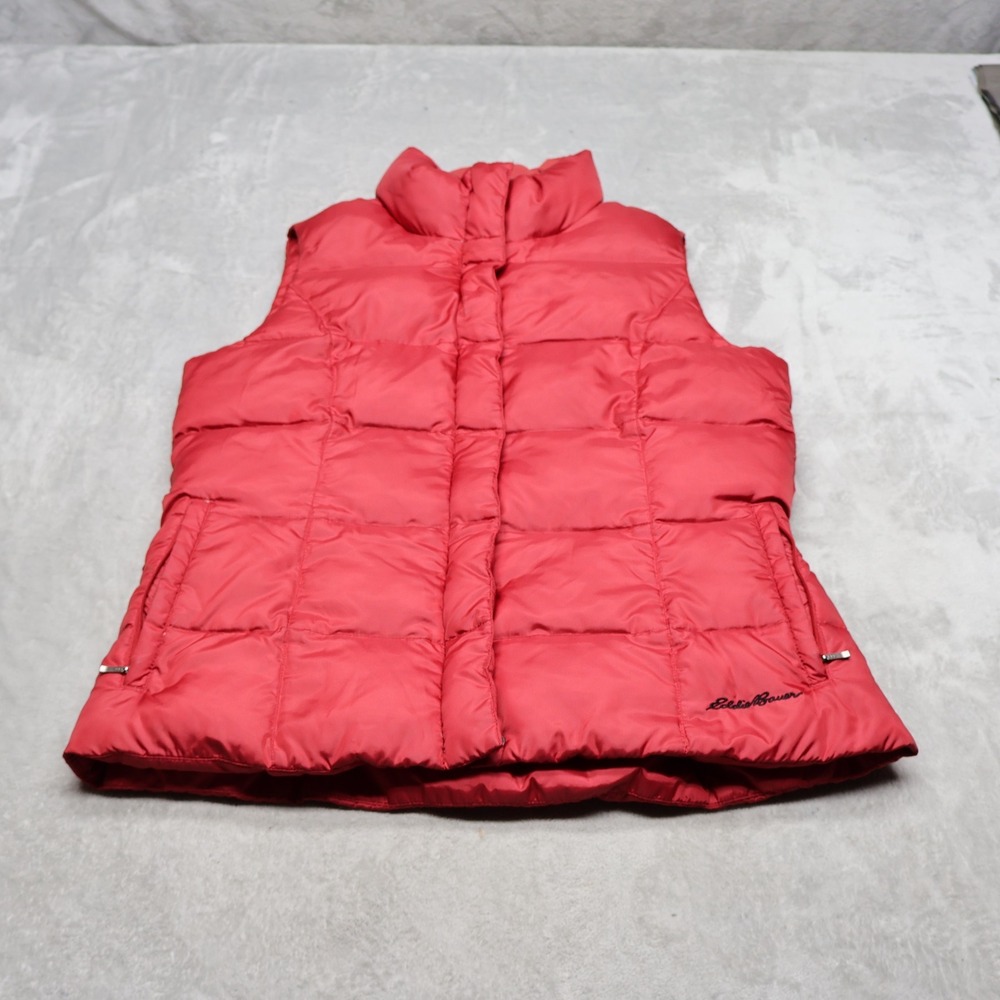 Eddie Bauer Down Vest Womens Medium Red Insulated Light Pack Quilted Puffer